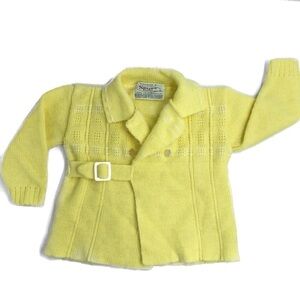 100% ORLON KNITTED Yellow Baby Girl Cardigan 0 - 6